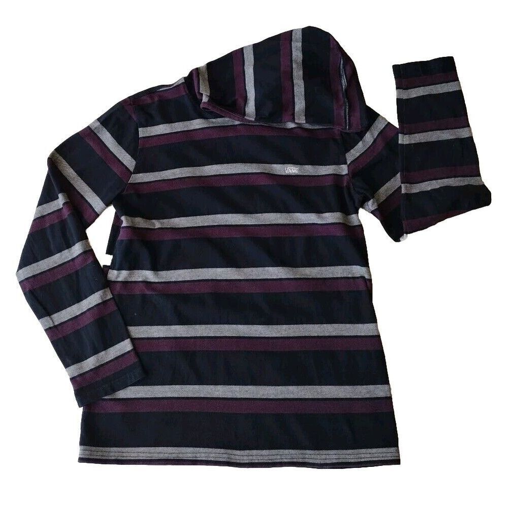 Vans Off the Wall Sweatshirt Men S Black Red Striped Pullover Logo Hooded